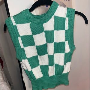 Green checkered sweater vest from Forever21